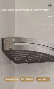 Estante de esquina de baño de aluminio con gancho de plástico, barra de toalla, sin taladro, estante de almacenamiento de ducha montado en la pared, organizador de espacio - Product Image 4