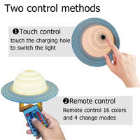 Lampe Saturne LED Moderne pour Enfants, Cadeau, Imprimée en 3D en PLA, 16 Couleurs, Veilleuse, Télécommande Tactile, Intensité Réglable, Intégrée