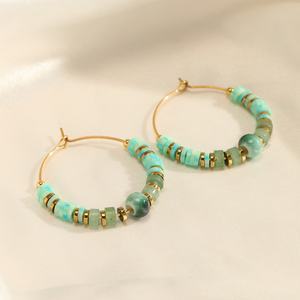 Aretes de Aro de Acero Inoxidable Estilo Bohemio, Chapados en Oro de 18k, Resistentes al Agua, para Mujer, Venta al por Mayor - Product Image 4