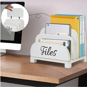 Organisateur de fichiers de bureau multifonctionnel en bois écologique à 4 emplacements pour documents, lettres et enveloppes - Étagère de rangement décorative pour la maison - Product Image 4