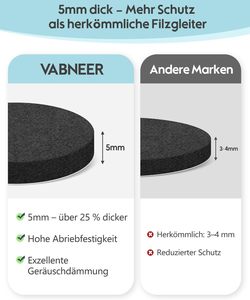 VABNEER 243 pièces auto-adhésives <span class=keywords><strong>pour</strong></span> meubles Feltrini 5mm EXTRA RÉSISTANT Amortisseur <span class=keywords><strong>pour</strong></span> sols Meubles haut de gamme - Product Image 4