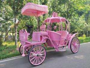 Nuevo Diseño de Carruaje de Caballos Rosa de Cenicienta, Carruaje de Princesa con Caballos para Bodas y Parques Temáticos - Product Image 2
