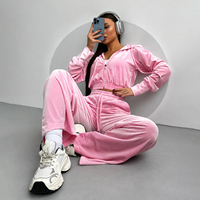 Setelan Olahraga Wanita Y2K Streetwear, Hoodie Pendek Beludru dan Celana Kulot, Setelan Loungewear 2 Potong