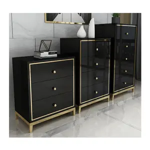 Kích thước tùy chỉnh vật liệu gỗ đầu giường với lưu trữ phòng khách trắng đen Bàn Cạnh Giường ngủ - Product Image 1