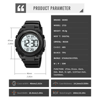 Montre-bracelet sport pour homme SKMEI 2713, grand cadran, multifonction, compte à rebours, électronique, étanche, double fuseau horaire, montre numérique, Reloj