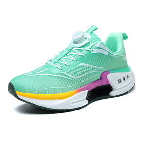 Chaussures de course performantes pour hommes à semelle épaisse respirante en maille avec plaque en fibre de carbone et système de laçage rapide sans nœuds, dégradé de couleurs - Product Image 3