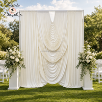 ANNIELU Rideaux de plafond personnalisés vert ivoire en spandex extensible 2 directions pour décoration de toile de fond de mariage, événement ou fête