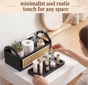 Cestino portaoggetti da bagno rettangolare rustico di <span class=keywords><strong>alta</strong></span> qualità in legno per <span class=keywords><strong>WC</strong></span>, organizer da bagno - Product Image 5