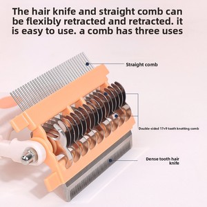 Pettine 3-in-1 Ecologico in Plastica per Toelettatura Animali, <span class=keywords><strong>Spazzola</strong></span> Multifunzione per Rimozione Peli di Cani e Gatti, Pettine per <span class=keywords><strong>Pelo</strong></span> Liscio e Fluttuante - Product Image 3