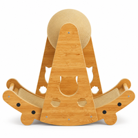 YAOYUE Lighthouse Cat Lounge : Griffoir pour chat en forme de A avec boule en sisal, base oscillante en bois, lit pour chat et planche à gratter ondulée rotative
