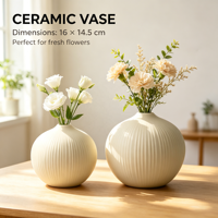 Vases en céramique personnalisés YBH en gros, vase sphérique cannelé mat, style nordique moderne, décoration florale pour la maison, centre de table, cadeau, vases de Pâques
