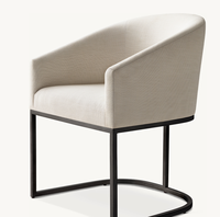 Fauteuil de salle à manger en tissu avec accoudoirs inclinés, base en acier inoxydable de couleur personnalisée, de haute qualité, de style postmoderne, pour salon et hôtel