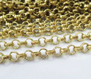 5.8mm Textured Round Link Chain Raw Brass Jewelry Findings Supply