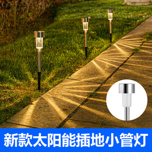 Lampe solaire de jardin Minghui en acier inoxydable, mini lampe de pelouse, montage au sol, lumière décorative extérieure de nuit - Product Image 4