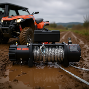 Cabrestante Eléctrico de 12000 Libras y 12V con Cable de Acero para Camiones, UTV, ATV, SUV, Remolque, Impermeable, con Control Remoto Cableado y Cuerda de 24M - Product Image 2
