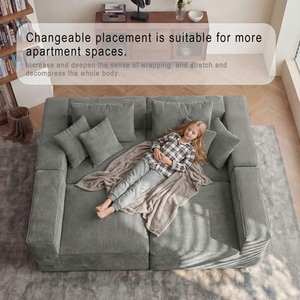 Sofá Seccional de Corduroy Estilo Nube, Tapizado, Modular, con Asiento Ajustable para Sala de Estar o Apartamento - Product Image 5