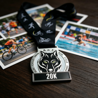 Médailles sportives personnalisées en métal moulé avec ruban, motif animalier. Convient pour la course à pied, le cyclisme, la natation, les triathlons