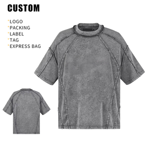 T-shirt surdimensionné personnalisé en coton épais 300 g/m², col uni, streetwear homme, anti-boulochage, vente en gros - Product Image 3