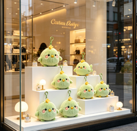 Peluche précieuse en forme d'oiseau, poussin rond vert menthe avec bec jaune et joues rosées, conception personnalisée OEM ODM