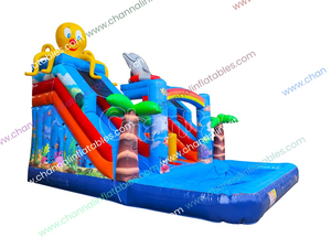Toboggan aquatique Sea World, château gonflable, piscine gonflable, château gonflable avec toboggan, toboggan aquatique gonflable commercial - Product Image 5