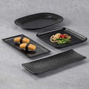 <b>Melamine</b> rectangular <b>plate</b>, Japanese imitation porcelain black sushi <b>plate</b>, hot pot tableware, barbecue <b>plate</b>, vegetable <b>plate</b>, - Product Image 2