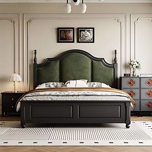 <span class=keywords><strong>Lit</strong></span> souple vintage français en bois massif, design nuage, revêtement en cuir convertible, garantie <span class=keywords><strong>3</strong></span> ans pour chambres et appartements, vente en gros - Product Image 1