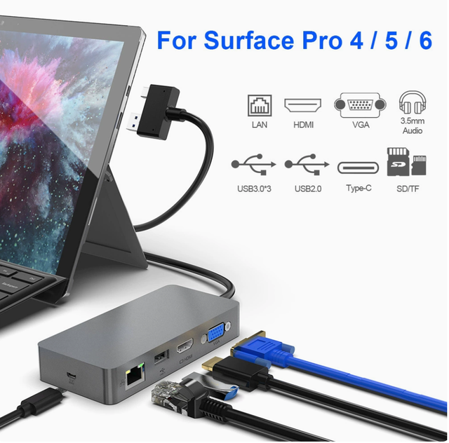 Popular Cross-border Product: Zinc Alloy HUB 11-in-1 Computer Expansion Dock for Surface Pro 4/5/6