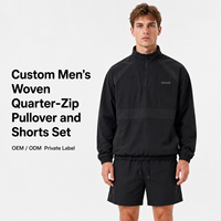 Ensemble de survêtement léger deux pièces IKDEER personnalisé avec pull à col zippé et short tissé pour la vente en gros