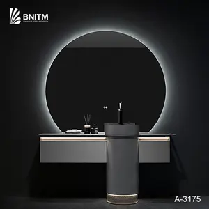 Bnitm novo design personalizado, estilo de 36 polegadas, moderno, pia, armazenamento, bacia do banheiro, com espelho inteligente de led