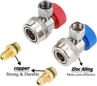 Haute qualité R134a raccords rapides connecteur de tuyau adaptateurs en laiton réglables outils de réfrigération pour la climatisation de voiture 2 pièces