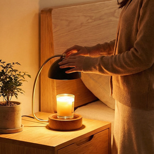 Lampe chauffe-bougie minimaliste en forme d'arc avec base en <span class=keywords><strong>bois</strong></span> pour bougies parfumées, décoration d'intérieur - Product Image 2