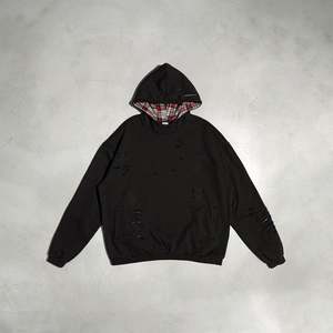 Yingling <b>Men's</b> Cotton Fleece Distressed <b>Hoodie</b> Custom Logo Oversized Hoodies Plaid Heavyweight Vintage <b>Hoodie</b> for <b>Men</b> - Product Image 2