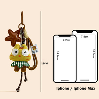 Porte-clés en peluche douce Chat Cartoon Wink avec décor étoile marron, breloque de sac avec dragonne, accessoire de mode durable, cadeau fantaisie