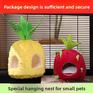 Amaca Universale in Cotone per Criceti Orso Dorato, Cuccia Nascondiglio per Tutte le Stagioni, Forniture per Nidi di Uccelli, Motivo Cartone Animato Ananas e Frutto del Drago - Product Image 4