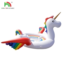 6 personnes licorne gonflable eau montage mer lac piscine flotteur eau jouet licorne géante lit flottant gonflable pour la fête de l'eau