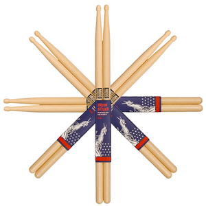 Baguettes de batterie MUSO MA-18 en hickory américain naturel, personnalisation de haute qualité OEM, pour batteurs professionnels - Product Image 1