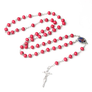 Pulseras de cuentas de moda de 6 mm, <span class=keywords><strong>pulsera</strong></span> o collar con cruz de rosario, estilo italiano, <span class=keywords><strong>Papa</strong></span> Léo NX14 - Product Image 1