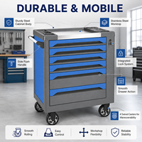 Coffre à outils mobile industriel de qualité supérieure avec 4 roulettes pivotantes et une fente de rangement supérieure pour outils, idéal pour les garages automobiles et ateliers.
