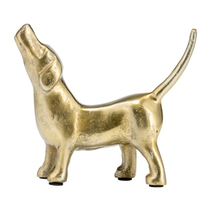 Scultura di Cane Urlante in Metallo con Finitura Dorata, Ornamento Decorativo per Soggiorno, Ufficio e Bagno - Product Image 5
