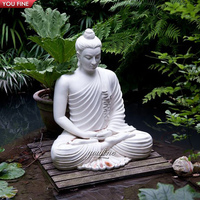 Statue extérieure en marbre de Bouddha grandeur nature blanc en pierre naturelle à vendre