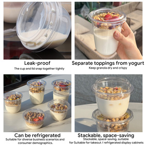 Vaso de yogur PET transparente de 20 oz con tapa, personalizado al por mayor, apto para alimentos, desechable, para postres, para marca - Product Image 3
