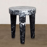 Tabouret d'appoint et table de chevet modernes en pierre naturelle, en marbre travertin massif, imperméables et durables pour salle à manger, salle de bain et villa