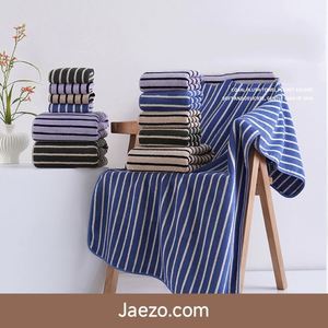 Serviette de Bain en Velours Corail Rayé Tricoté, Douce, Absorbante, Épaisse, Séchage Rapide, Personnalisable avec Logo pour la Maison - Vente en Gros - Product Image 3