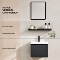 Kabinet Kamar Mandi Dinding Berbahan Aluminium Sarang Lebah Abu-Abu Tua Kompak dengan Wastafel Keramik dan Rak Dinding Panel Datar