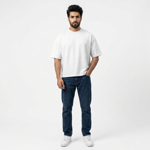 Camiseta de Manga Corta para Hombre, de Alta Calidad, Poliéster/Algodón, Corte Regular, Sólida, Ecológica, Gruesa y Holgada - Product Image 1