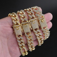 Bracelet Tennis Cœur Sertie de Diamants Plaqué Or, Bijoux de Luxe Hip Hop pour Femme, Bracelets Maillons Cubains en Diamants Baguette CZ Scintillants