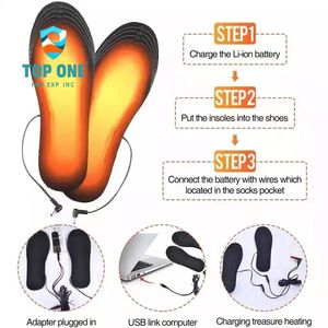 TopOne Wholesales Winter Warming <b>USB</b> Rechargeable Battery Power Operated Thermal Electric <b>Heated</b> Insoles For Shoes Ski Boots - Product Image 5