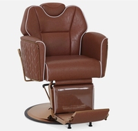 Chaise de barbier noire antique avec piston hydraulique à base dorée pour chaises de barbier Chaises inclinables de salon de beauté