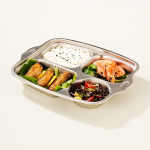 จานอาหารไทเทเนียมแท้ แบ่งช่อง ป้องกันการตกแตก สำหรับลดน้ำหนัก ลายการ์ตูน รูปทรงสี่เหลี่ยมผืนผ้า สไตล์โมเดิร์น ใช้กับเครื่องล้างจานได้ - Product Image 5