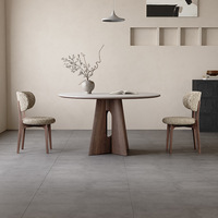Ensemble de table à manger Nordic Rock Plate, blanc mat, style moderne soyeux, plateau en pierre couleur noyer, démontage requis, 4 places